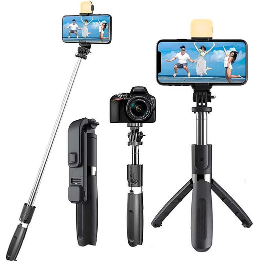 3-in-1 Selfie Stick Tripod with Bluetooth Remote.